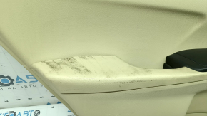 Door trim, rear left card, Toyota Camry v55 15-17 usa, beige with beige plastic insert, rubber armrest, with window lift control, scratches, dry-cleanable, whitened plastic