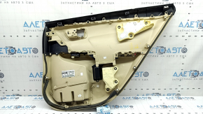 Door trim, rear left card, Toyota Camry v55 15-17 usa, beige with beige plastic insert, rubber armrest, with window lift control, scratches, dry-cleanable, whitened plastic