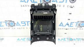 Rear center console trim Hyundai Santa FE 21-23 black, with air duct deflector, without charging ports, scratches