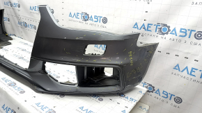 Bare front bumper Audi A4 B8 13-16 rest, S-Line, silver, for headlight washers, without plugs, scratches, pressed, cracked, broken fasteners, broken fastener