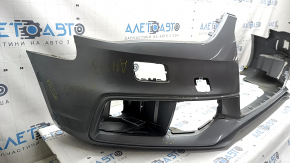 Bare front bumper Audi A4 B8 13-16 rest, S-Line, silver, for headlight washers, without plugs, scratches, pressed, cracked, broken fasteners, broken fastener