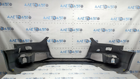 Bare front bumper Audi A4 B8 13-16 rest, S-Line, silver, for headlight washers, without plugs, scratches, pressed, cracked, broken fasteners, broken fastener