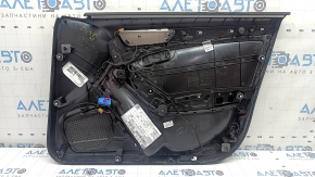 Door trim, front left, Audi A4 B8 13-16 rest, black, with black leather insert, black leather armrest, dark wood molding structure, scratches, broken fasteners, scuffed, dents