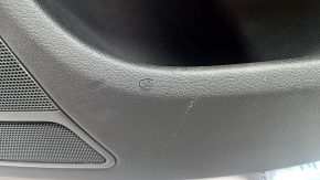 Door trim, rear right card, Audi A4 B8 13-16 rest, black, with black leather insert, black leather armrest, sedan without curtain, molding with dark wood structure, with buttons, scratches, broken fasteners, tears