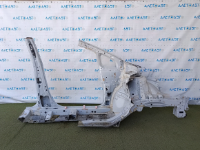 Front left quarter of Toyota Prius V 12-17, white, with central pillar, sawed off, dented