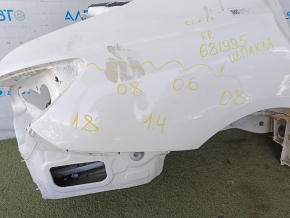 Quarter wing rear right Mercedes CLA 14-19 sawed off, with central pillar, white, dented, after repair