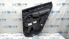 Door trim, rear left card, BMW X5 G05 19-22, black leather without curtain, Fineline Stripe wood insert, black leather armrest, with handle and overlays, under the tweeter, scratches