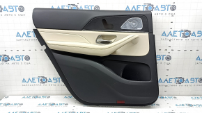 Door trim, rear left card, Mercedes X167 GLS 450 20-26, dark gray, insert and armrest, beige leather, molding under dark wood Burmester, under seat control, scratches, dents