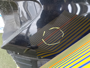 A quarter wing of the rear right Chevrolet Malibu 16-25 was cut off with the central pillar, black, dented, with bumps
