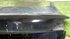 Tesla Model 3 18-20 black PBSB bare trunk lid, dented, after butt repair, primed