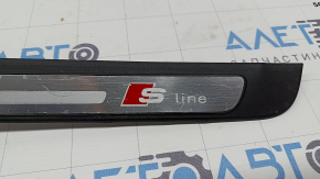 Outer front left threshold trim Audi A4 B8 08-16 sedan chrome S line, dented, scratches, broken guide