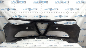 Bare front bumper Alfa Romeo Giulia 17-22 without headlight washers and parking sensors, black, scratches, pressed, peeling varnish, cracked