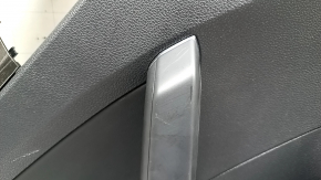 Door trim card rear left VW Passat b8 16-19 USA black, with dark gray wood trim, black leather insert, black leather armrest, scratches, worn leather