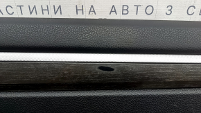 Door trim card rear right VW Passat b8 16-19 USA black, with dark gray wood trim, black leather insert, black leather armrest, worn molding, scratches