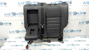 Back of the rear row of seats, 2nd row, left, Ford Escape MK3 13-19, black leather, with belt and armrest, dented, worn, needs cleaning