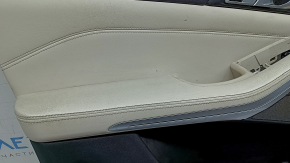 Door trim, front left card, BMW X7 G07 19-22, black Schwarz leather, wood insert, with handle, armrest and insert, Elfenbein-Weiss leather, scratches, dry-cleanable