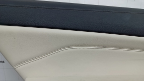 Door trim, rear left card, BMW X7 G07 19-22, under the curtain, black Schwarz leather, wood insert, with a handle, armrest and insert, Elfenbein-Weiss leather, scratches, dry cleaning, tears