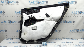 Door trim, rear left card, BMW X7 G07 19-22, under the curtain, black Schwarz leather, wood insert, with a handle, armrest and insert, Elfenbein-Weiss leather, scratches, dry cleaning, tears