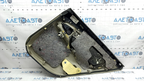 Door trim, rear left card, Toyota Camry v40 07-11, beige with brown, plastic insert, beige leather armrest, with window lift control button, dry-cleanable, plastic has turned white, scuffed