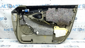 Door trim, front left, Toyota Camry v40 07-11, beige with brown, plastic insert, no controls, beige leather armrest, dry-cleanable, cracked leather
