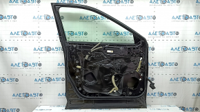 Front left door assembly for Nissan Rogue 21-26 keyless. Triplex, glossy corner, black KH3, scratches on trims
