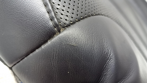 Rear right seat cushion upholstery, 2nd row, Jeep Cherokee KL 19-22, black leather, perforated, needs cleaning, scratches, dented