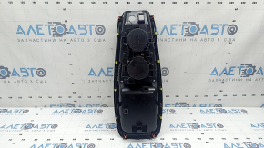 Center console trim with cup holders for Toyota Prius 50 Prime 17-19, black, without wireless charging, with cup holders, scratches, crack in mount