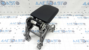 Center console armrest for Audi A4 B9 20-25, black leather with gray stitching, with bracket
