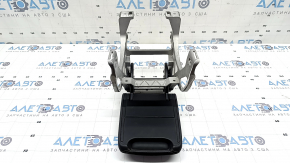 Center console armrest for Audi A4 B9 20-25, black leather with gray stitching, with bracket