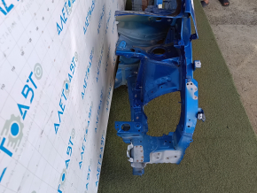 Front left quarter of Chevrolet Bolt EV 17-23 sawed off with central pillar, blue, dented