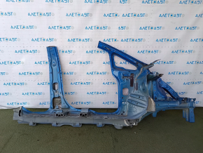 Front left quarter of Chevrolet Bolt EV 17-23 sawed off with central pillar, blue, dented