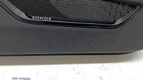 Door trim, front left card, Audi Q3 83A 19-25, black, black leather insert, black leather armrest with gray stitching, chrome molding, with handle, with backlight, for memory, molding under the handle in graphite, SONOS, without lower lamp, worn
