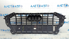 Radiator grill assembly Audi Q3 83A 19-25 black gloss, without emblems, broken moldings, cracked