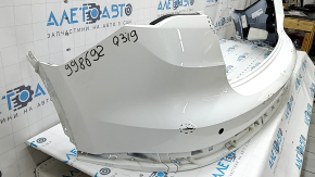 Bare rear bumper, upper part, Audi Q3 83A 19-24, for parking sensors without Park Assist, S-Line, white, scratches, dents, pressed, broken fasteners