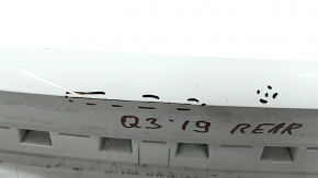 Bare rear bumper, upper part, Audi Q3 83A 19-24, for parking sensors without Park Assist, S-Line, white, scratches, dents, pressed, broken fasteners