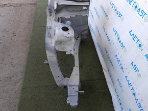 The front right quarter of a Toyota Rav4 19-25 Japan built is sawn off, white, dented, and has a bump