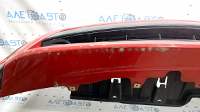 Front bumper assembly for Toyota Prius 30 12-15 rest, red, with tow hook plugs, grilles, emblem, and frame, scratches, cracks, non-factory holes