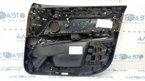 Door trim, front left card, BMW X5 F15 14-18, black, insert and armrest, brown Dakota Mokka leather, glossy wood trim, with handle and trim, scratches, dent, needs cleaning