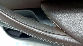 Door trim, front right card, BMW X5 F15 14-18, black, insert and armrest, brown Dakota Mokka leather, glossy wood trim, with handle and overlays, bumps, cracked handle