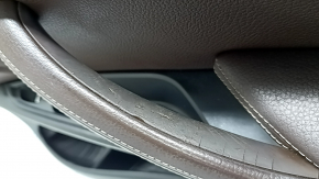 Door trim, front right card, BMW X5 F15 14-18, black, insert and armrest, brown Dakota Mokka leather, glossy wood trim, with handle and overlays, bumps, cracked handle