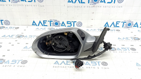 Left side mirror assembly for Audi A6 C7 12-18 14+2 pins, for auto storage, BSM, turn signal, auto-dimming, silver, without mirror element, broken housing