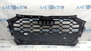 Radiator grill assembly Audi Q5 80A 21-25 black gloss, emblem and molding chrome, S-Line, chips, non-factory holes