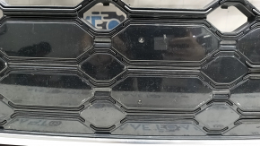 Radiator grill assembly Audi Q5 80A 21-25 black gloss, emblem and molding chrome, S-Line, chips, non-factory holes