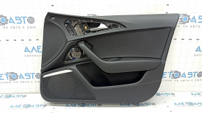 Door trim, front right card, Audi A6 C7 12-18, black leather, insert and armrest, black leather, with handle, BOSE, with backlight