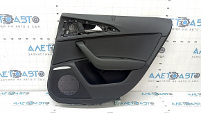 Door trim, rear right card, Audi A6 C7 12-18, black leather, under the curtain, insert and armrest, black leather, with handle, BOSE, with backlight