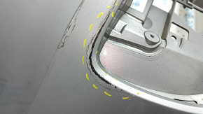 Bare front bumper Audi A6 C7 16-16 rest, for parking sensors, silver, in film, cracks, dents, scratches, broken grilles and fasteners