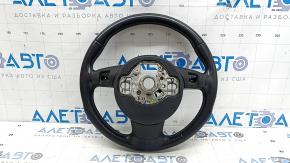 Bare steering wheel Audi A6 C7 12-18 black leather, with paddle shifters, heated, with overlay, without buttons and paddle shifters, worn