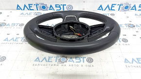 Bare steering wheel Audi A6 C7 12-18 black leather, with paddle shifters, heated, with overlay, without buttons and paddle shifters, worn