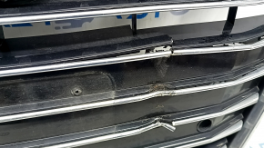 Radiator grille assembly for Audi A6 C7 16-18 rest, black gloss, chrome moldings, without emblems, for parking sensors, cracked, dented