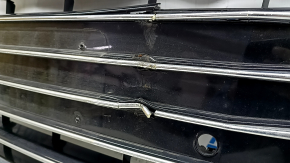 Radiator grille assembly for Audi A6 C7 16-18 rest, black gloss, chrome moldings, without emblems, for parking sensors, cracked, dented
